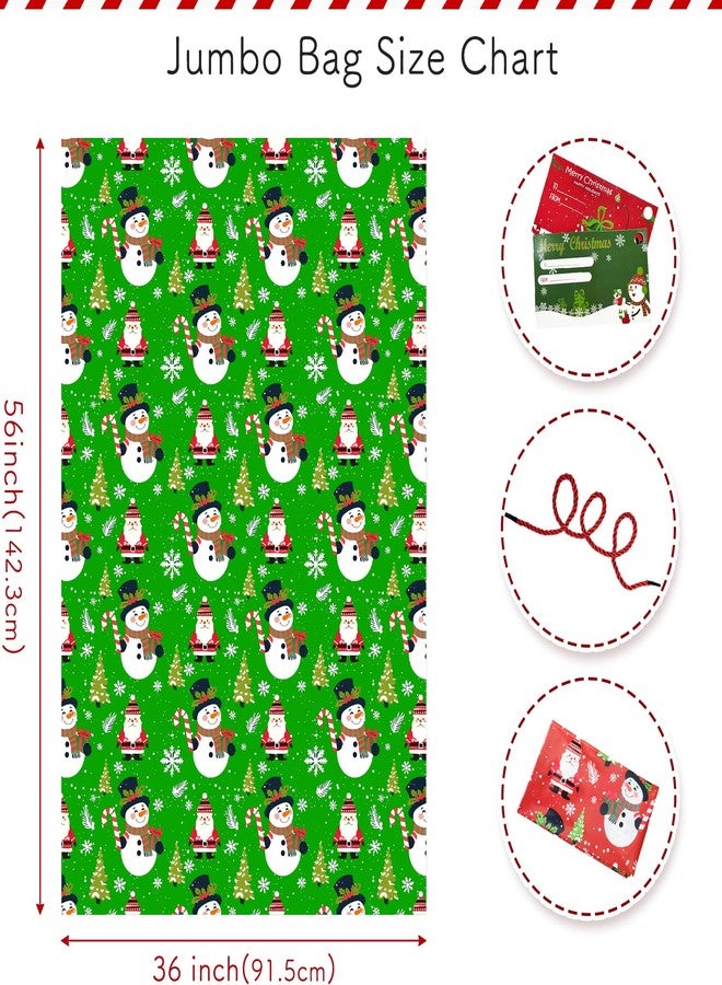 Yunaeduo Extra Large Christmas Gift Bags 56"x36" - Jumbo Heavy Duty Plastic Santa Sack with Tag & Tie for Huge Xmas Presents, Holiday Wrapping, Party Favors (‌2PCS) - Image 3